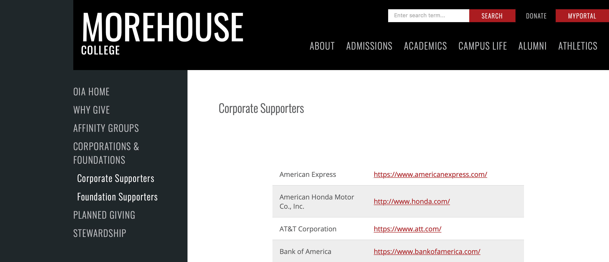 A full list of the corporations funding #Morehouse College