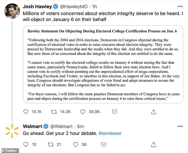 Wal-Mart rightfully  called  crackpot Senator Josh Hawley a sore loser  and it was awesome